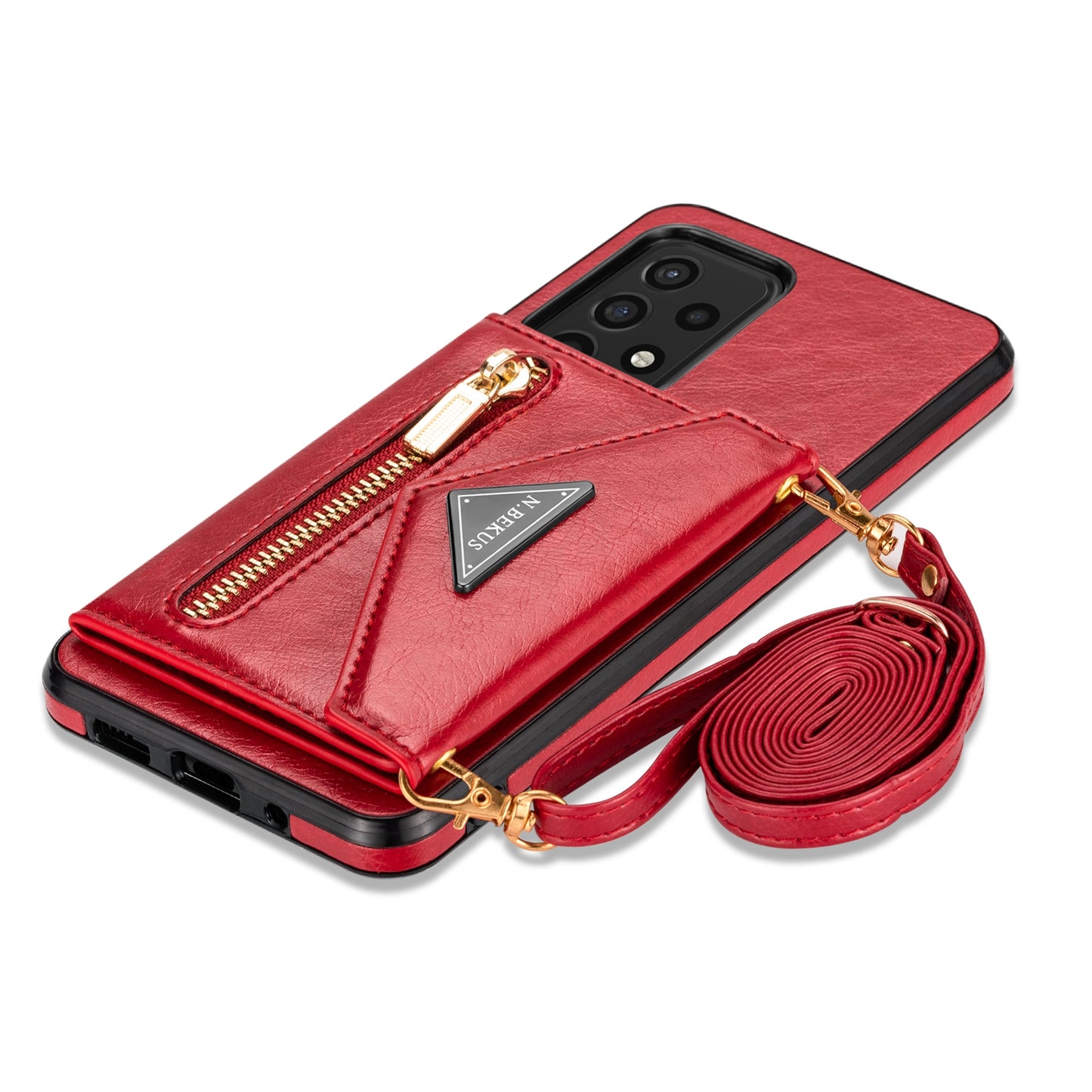 N.BEKUS Phone Case for Samsung Galaxy A52 4G/5G / A52s 5G, PU Leather + TPU Card Slots Holder Kickstand Cover with Strap