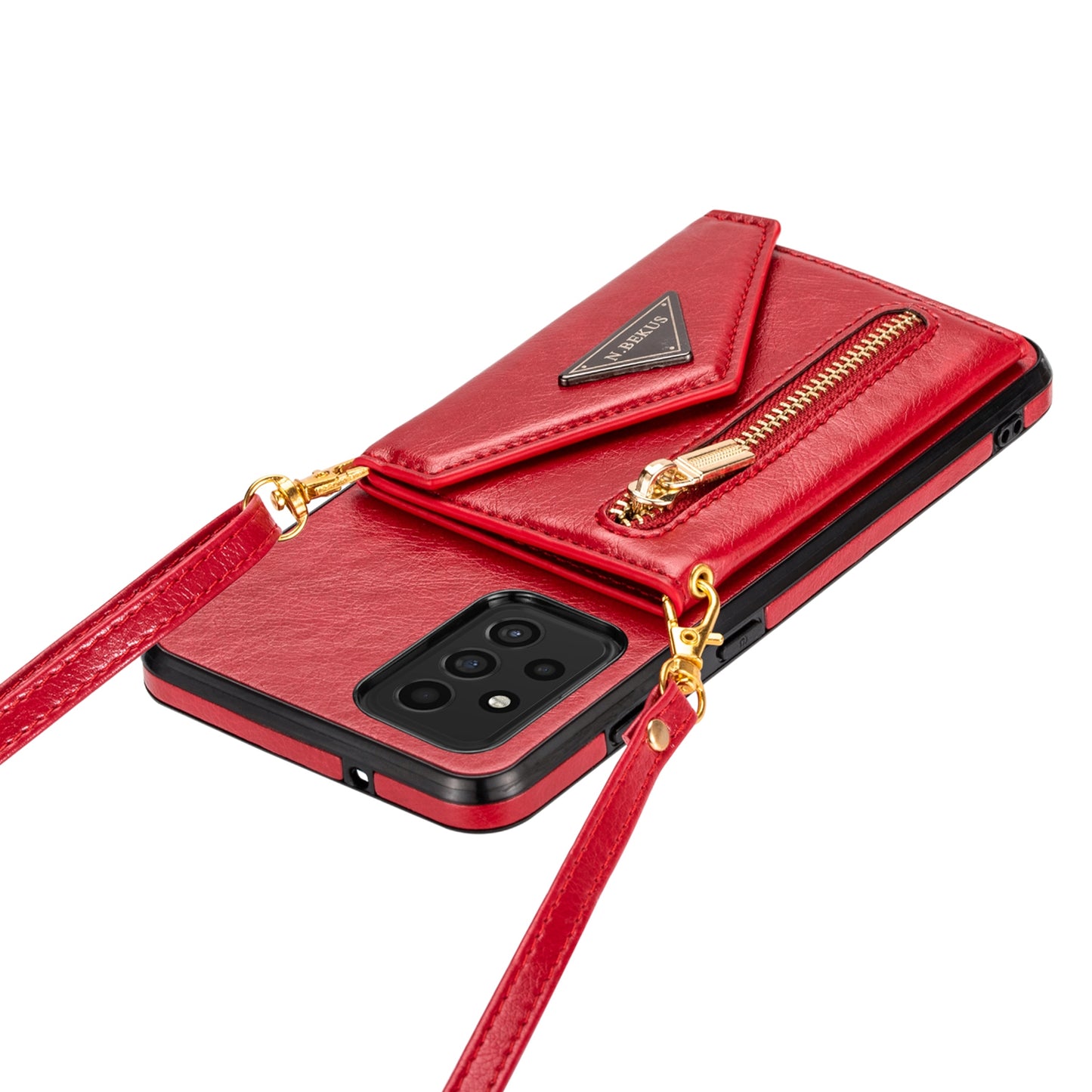 N.BEKUS Phone Case for Samsung Galaxy A52 4G/5G / A52s 5G, PU Leather + TPU Card Slots Holder Kickstand Cover with Strap