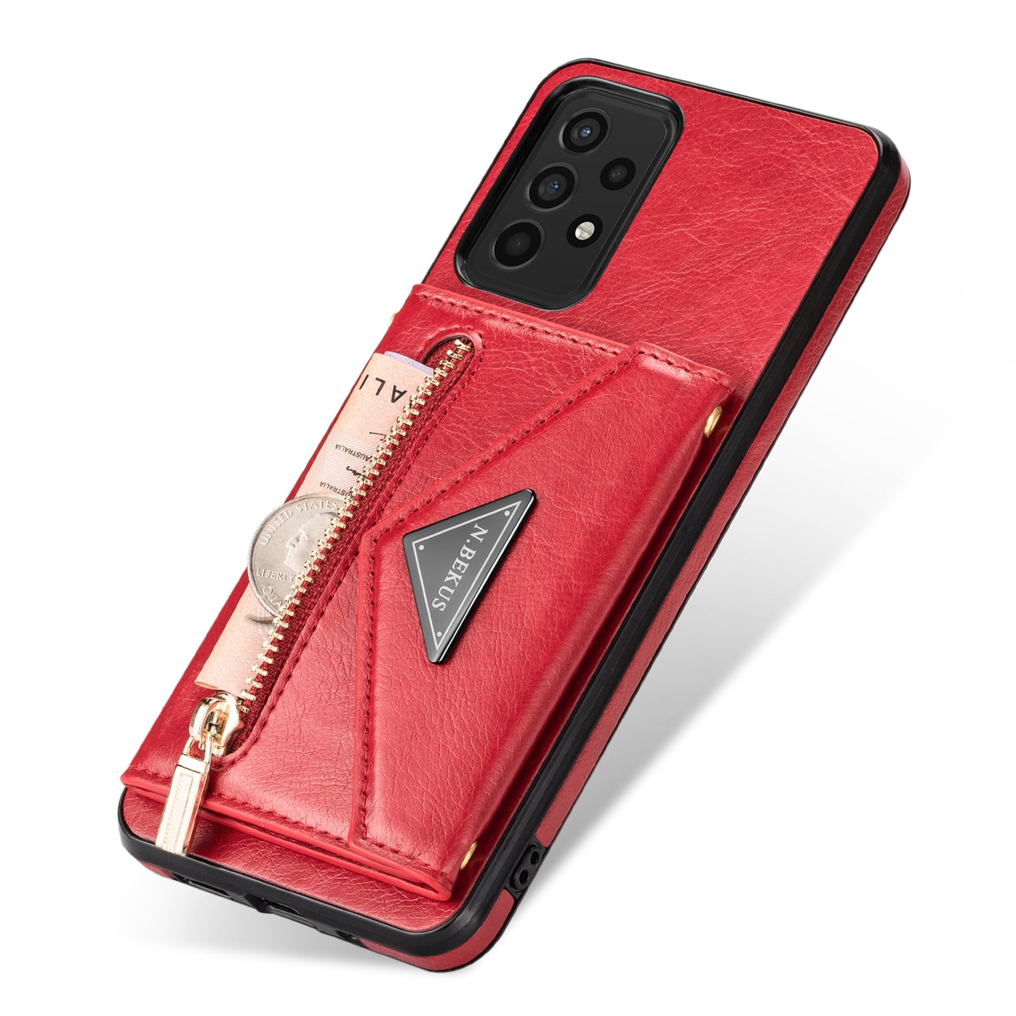 N.BEKUS Phone Case for Samsung Galaxy A52 4G/5G / A52s 5G, PU Leather + TPU Card Slots Holder Kickstand Cover with Strap