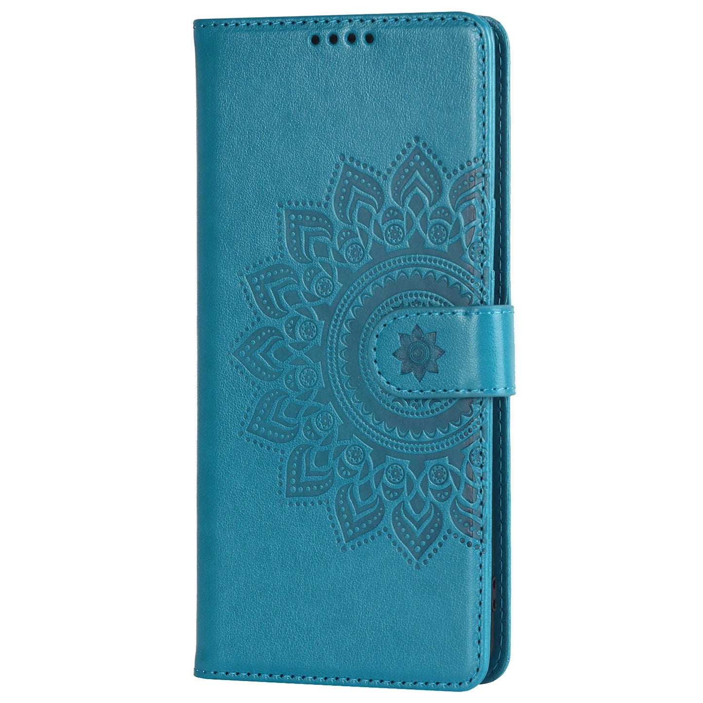 For Samsung Galaxy A12 R61 Texture Felled Seam PU Leather + TPU Stand Phone Case Pattern Imprinted Wallet Cover