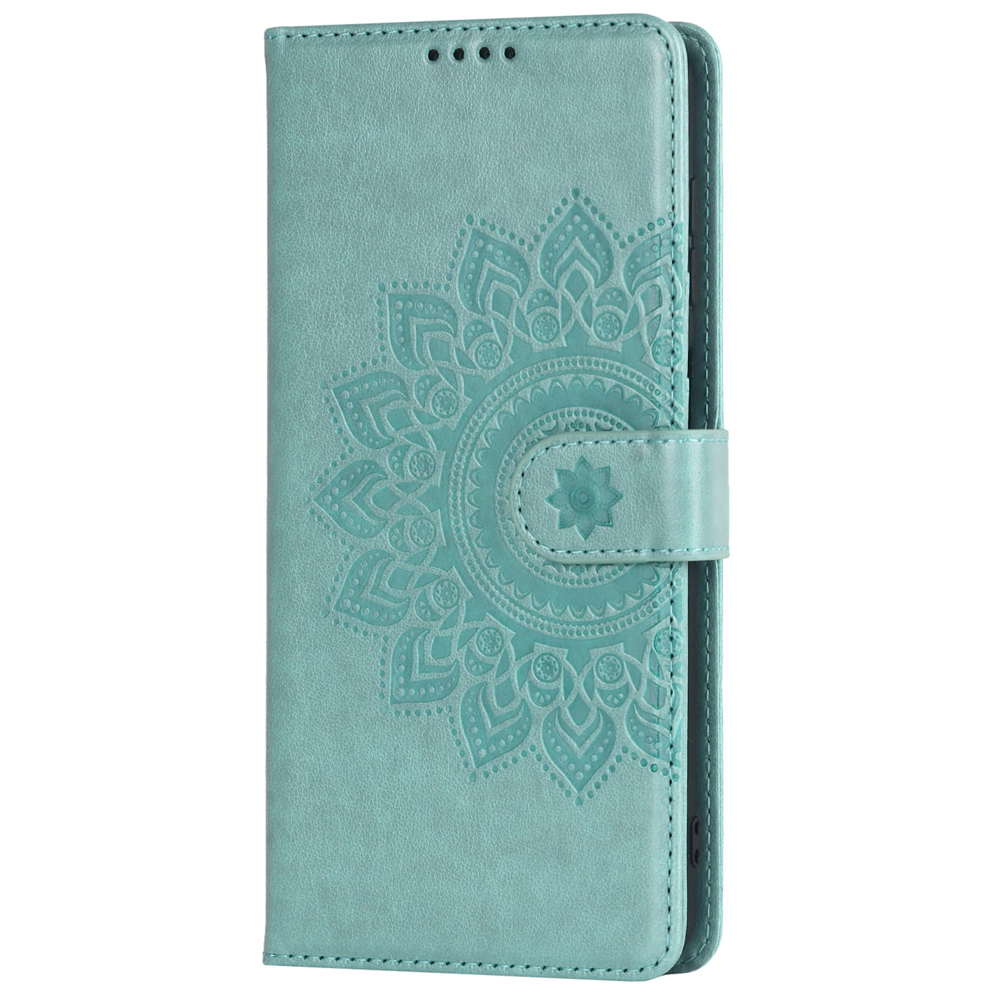 For Samsung Galaxy A12 R61 Texture Felled Seam PU Leather + TPU Stand Phone Case Pattern Imprinted Wallet Cover