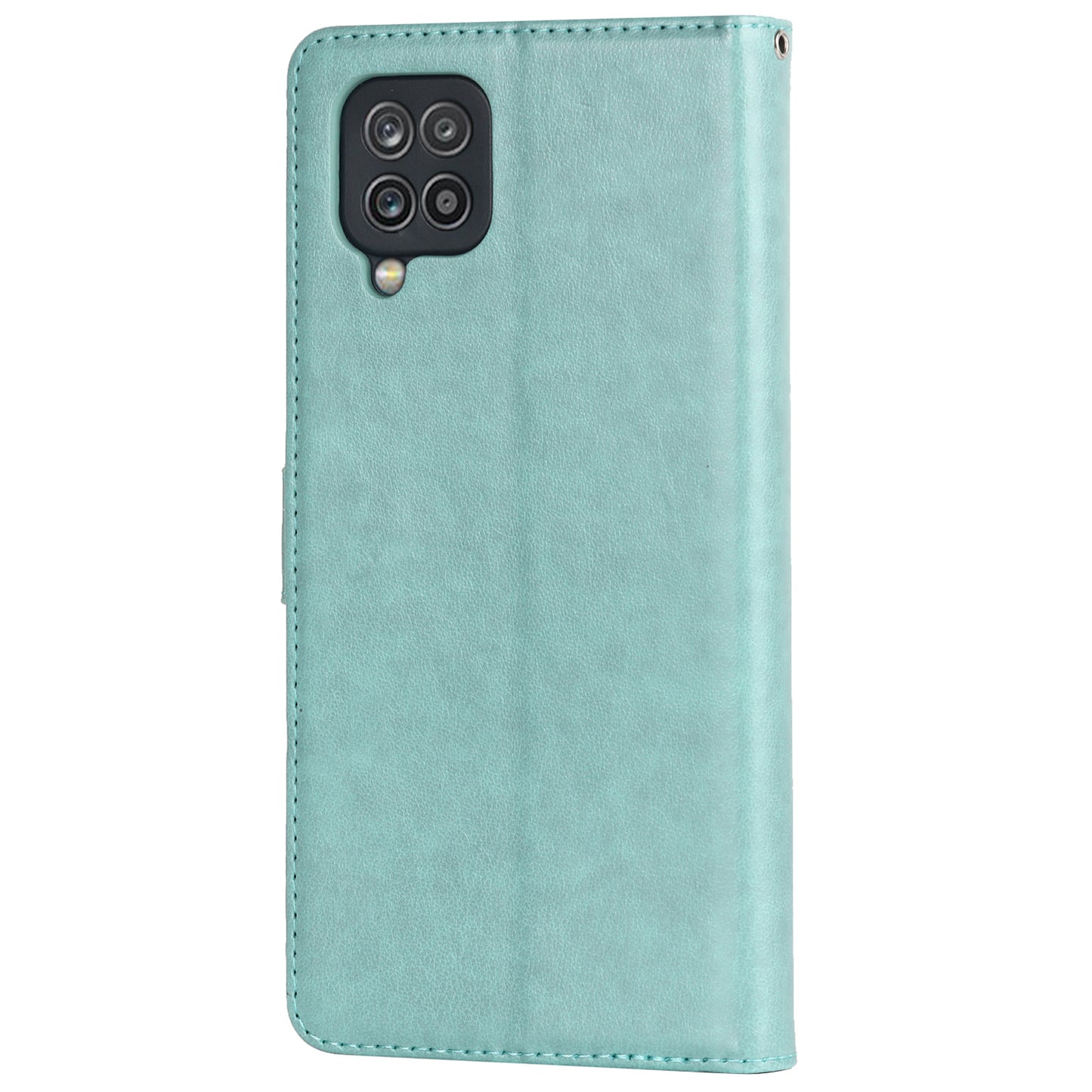 For Samsung Galaxy A12 R61 Texture Felled Seam PU Leather + TPU Stand Phone Case Pattern Imprinted Wallet Cover