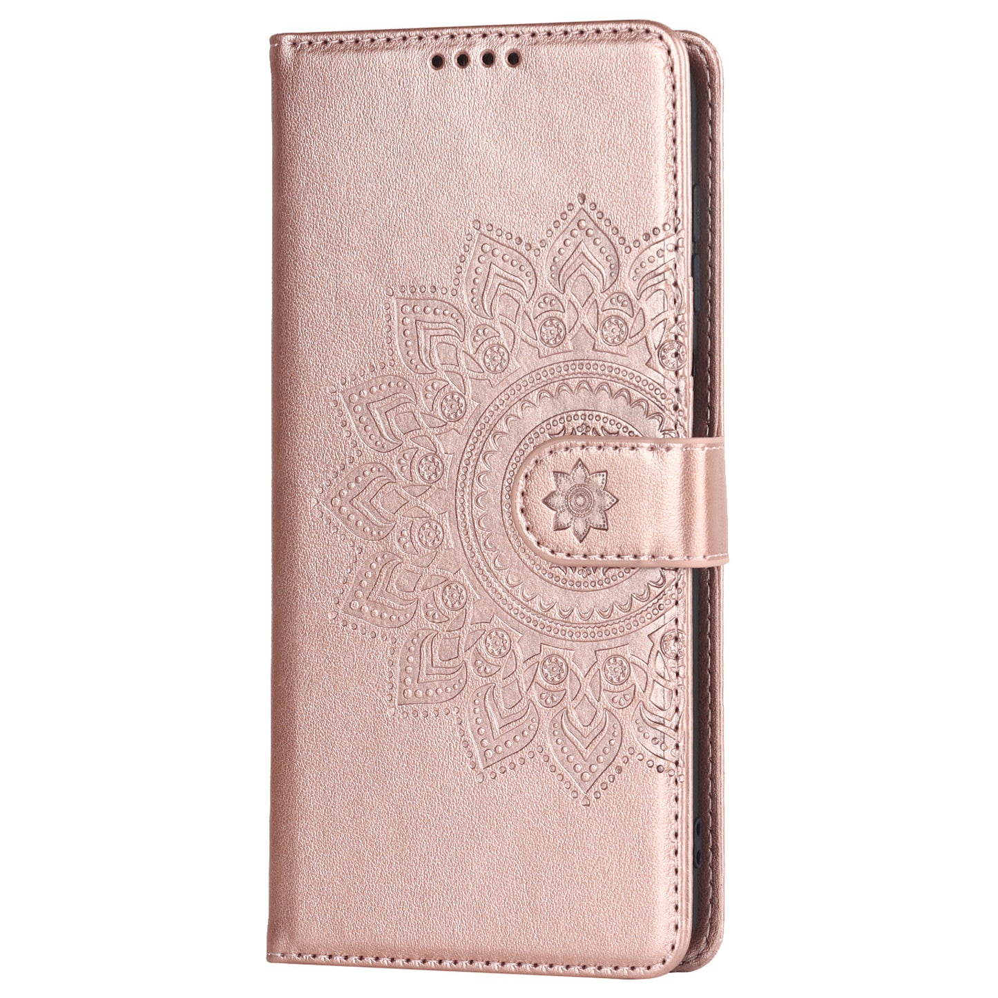 For Samsung Galaxy A12 R61 Texture Felled Seam PU Leather + TPU Stand Phone Case Pattern Imprinted Wallet Cover