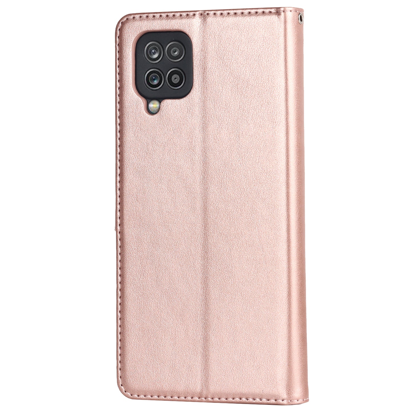 For Samsung Galaxy A12 R61 Texture Felled Seam PU Leather + TPU Stand Phone Case Pattern Imprinted Wallet Cover