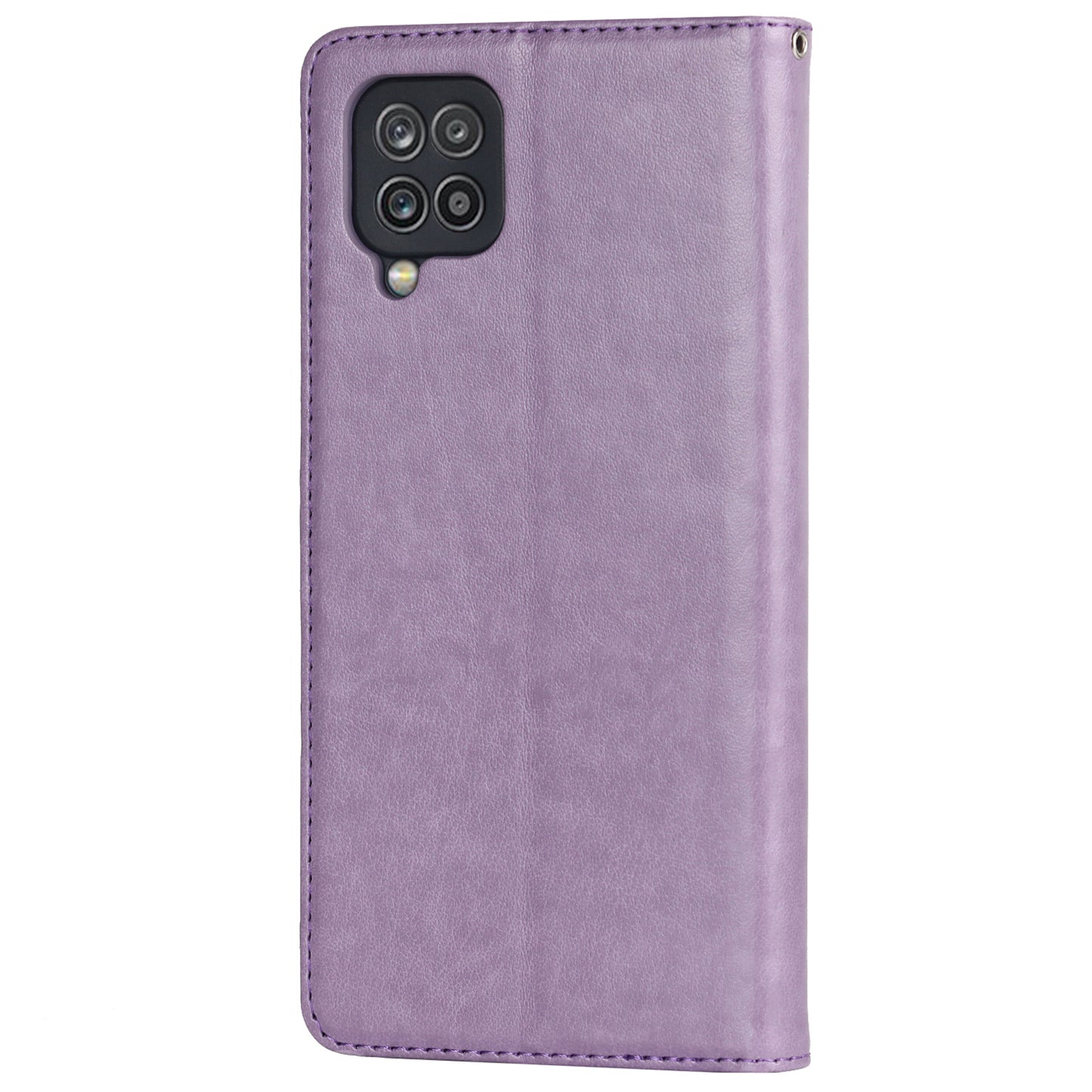 For Samsung Galaxy A12 R61 Texture Felled Seam PU Leather + TPU Stand Phone Case Pattern Imprinted Wallet Cover