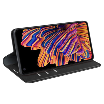For Samsung Galaxy Xcover Pro PU Leather Attached TPU Inner Case Stand Function Magnetic Auto-absorbed Skin Touch Flip Wallet Phone Cover