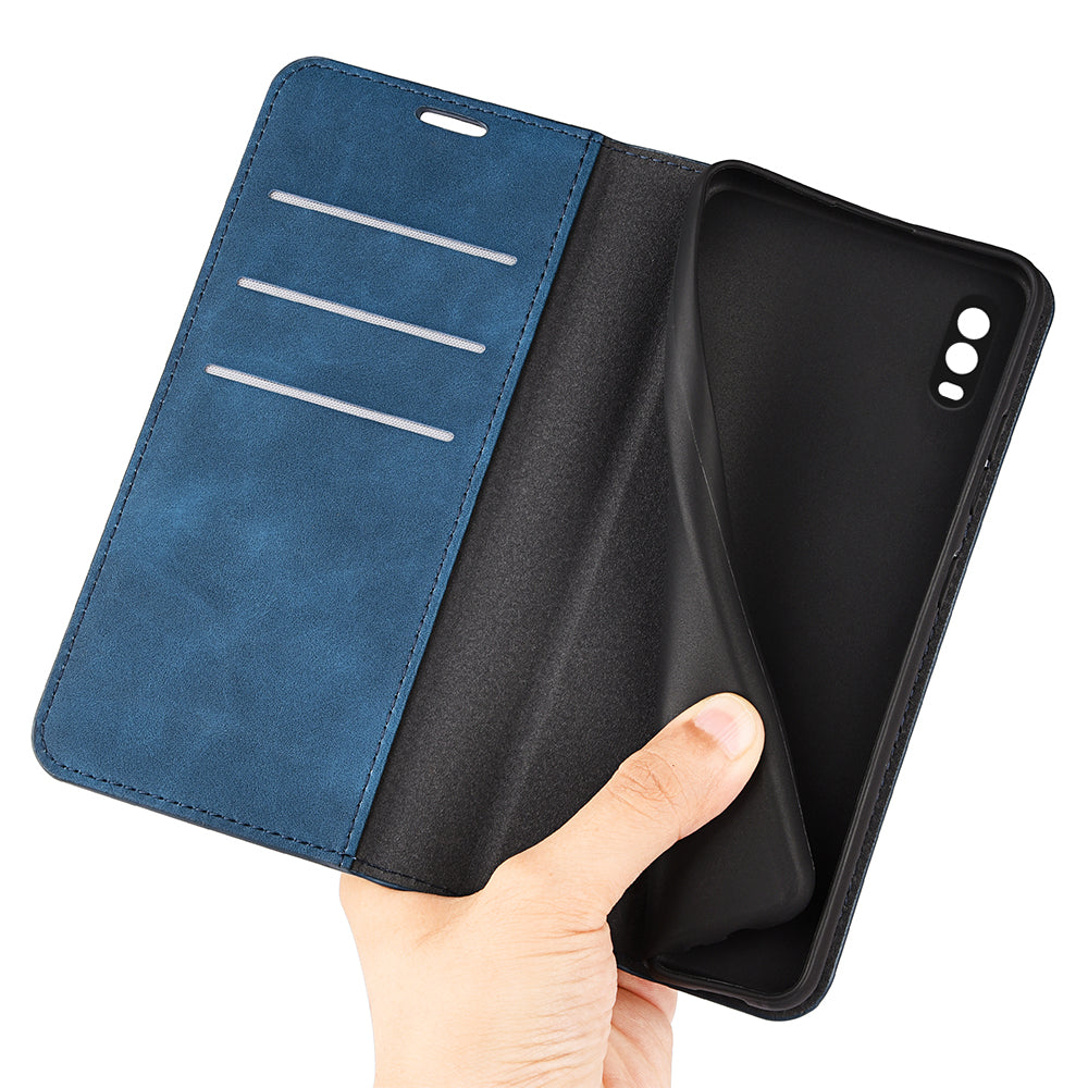 For Samsung Galaxy Xcover Pro PU Leather Attached TPU Inner Case Stand Function Magnetic Auto-absorbed Skin Touch Flip Wallet Phone Cover