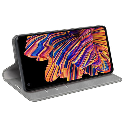 For Samsung Galaxy Xcover Pro PU Leather Attached TPU Inner Case Stand Function Magnetic Auto-absorbed Skin Touch Flip Wallet Phone Cover