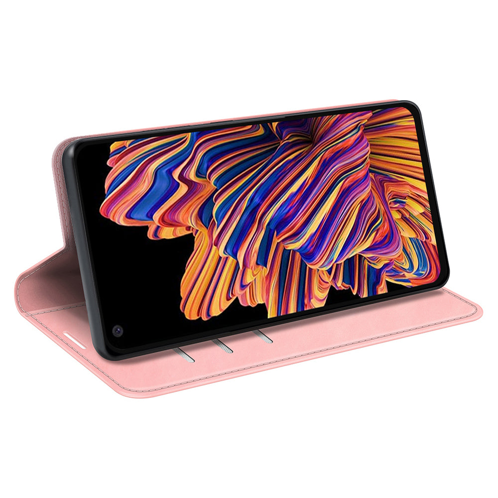 For Samsung Galaxy Xcover Pro PU Leather Attached TPU Inner Case Stand Function Magnetic Auto-absorbed Skin Touch Flip Wallet Phone Cover