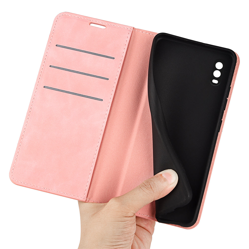 For Samsung Galaxy Xcover Pro PU Leather Attached TPU Inner Case Stand Function Magnetic Auto-absorbed Skin Touch Flip Wallet Phone Cover