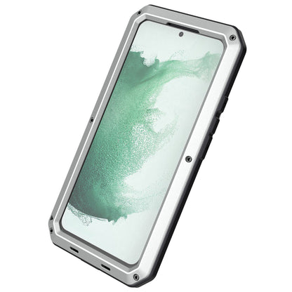 Silicone Metal Hybrid Phone Case for Samsung Galaxy S21 FE 5G/S21 Fan Edition, Tempered Glass Anti-Dust Plug Design Phone Accessory