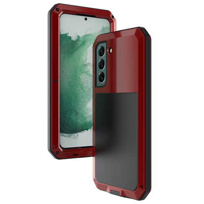 Silicone Metal Hybrid Phone Case for Samsung Galaxy S21 FE 5G/S21 Fan Edition, Tempered Glass Anti-Dust Plug Design Phone Accessory