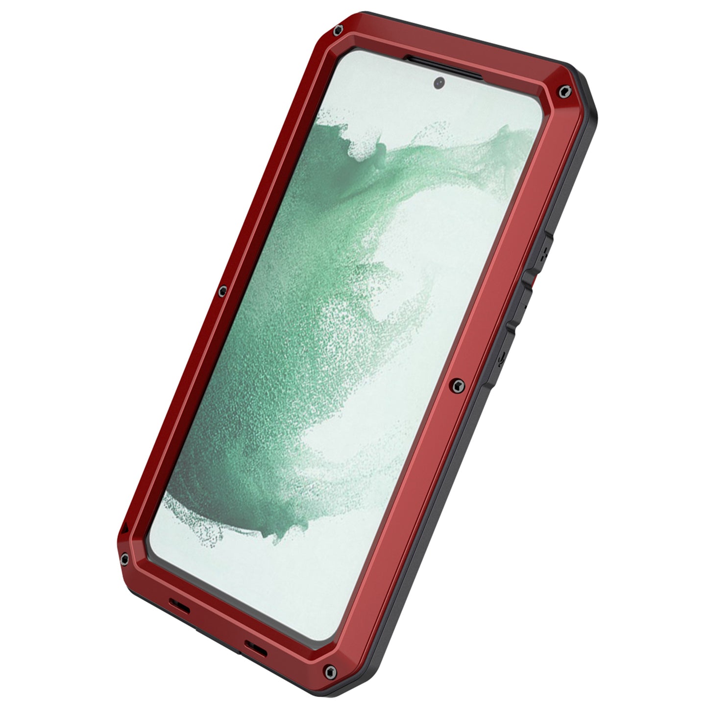 Silicone Metal Hybrid Phone Case for Samsung Galaxy S21 FE 5G/S21 Fan Edition, Tempered Glass Anti-Dust Plug Design Phone Accessory