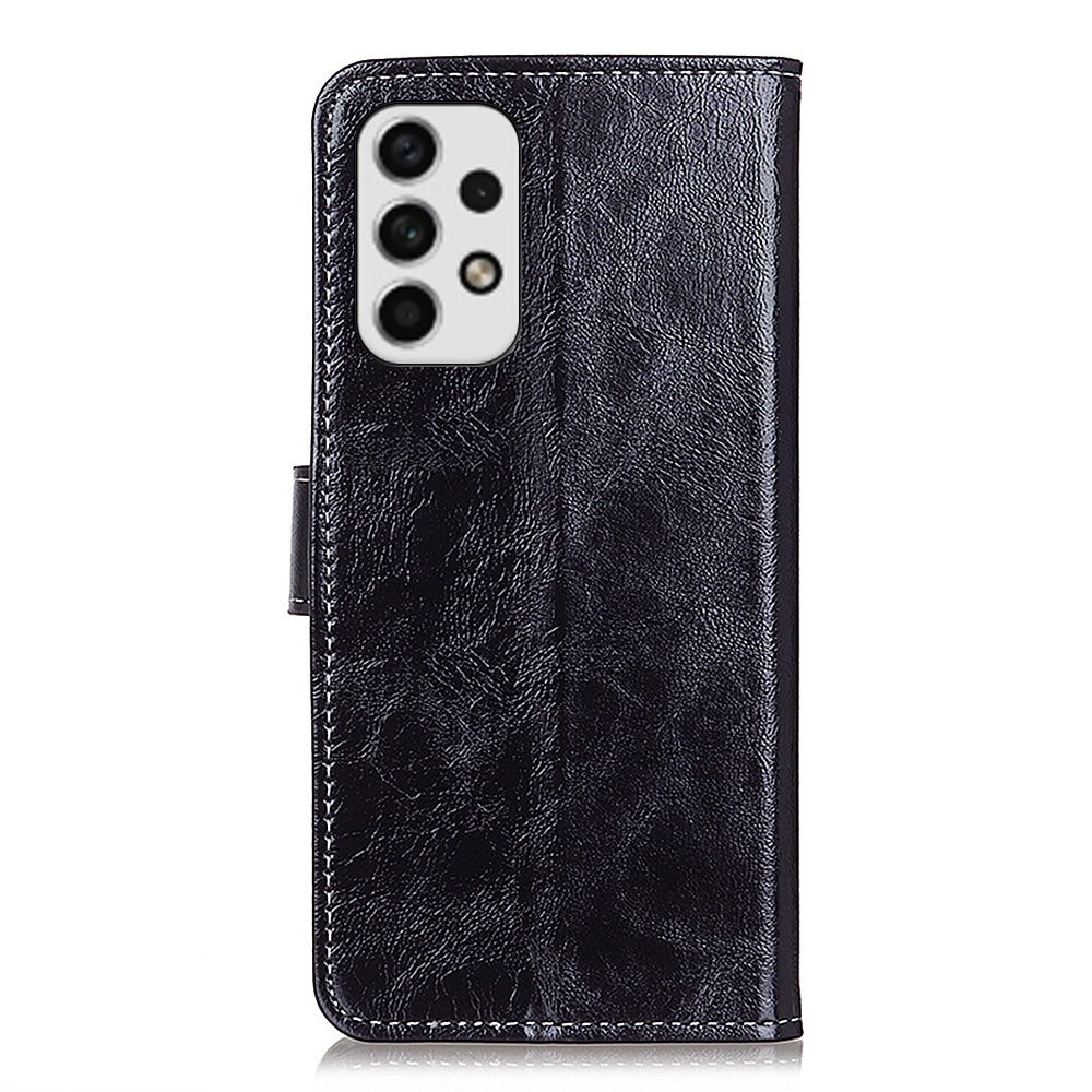 Retro Style Crazy Horse Texture Leather Case for Samsung Galaxy A23 4G (165.4 x 76.9 x 8.4mm)/(165.4 x 76.9 x 8.4mm), Folio Flip Wallet Stand Design Phone Case Cover Accessory