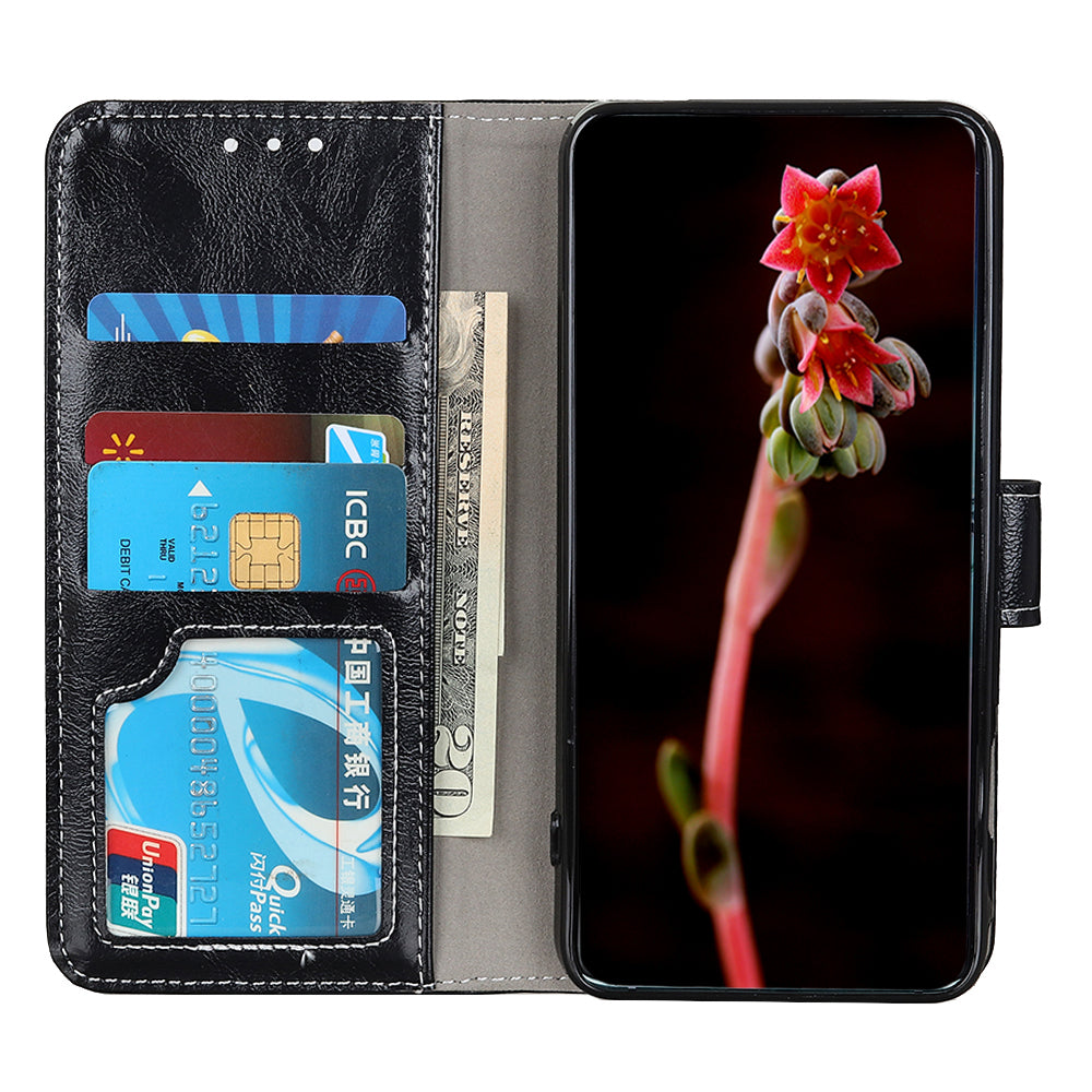 Retro Style Crazy Horse Texture Leather Case for Samsung Galaxy A23 4G (165.4 x 76.9 x 8.4mm)/(165.4 x 76.9 x 8.4mm), Folio Flip Wallet Stand Design Phone Case Cover Accessory