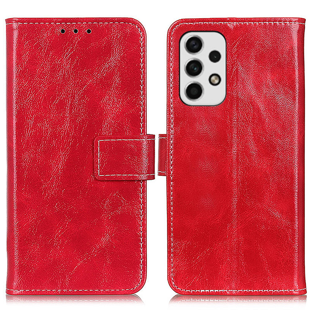 Retro Style Crazy Horse Texture Leather Case for Samsung Galaxy A23 4G (165.4 x 76.9 x 8.4mm)/(165.4 x 76.9 x 8.4mm), Folio Flip Wallet Stand Design Phone Case Cover Accessory