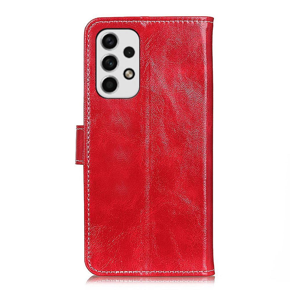 Retro Style Crazy Horse Texture Leather Case for Samsung Galaxy A23 4G (165.4 x 76.9 x 8.4mm)/(165.4 x 76.9 x 8.4mm), Folio Flip Wallet Stand Design Phone Case Cover Accessory