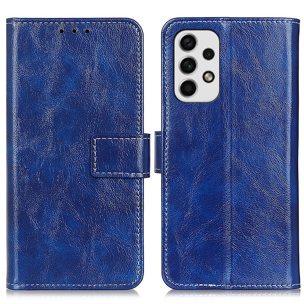 Retro Style Crazy Horse Texture Leather Case for Samsung Galaxy A23 4G (165.4 x 76.9 x 8.4mm)/(165.4 x 76.9 x 8.4mm), Folio Flip Wallet Stand Design Phone Case Cover Accessory
