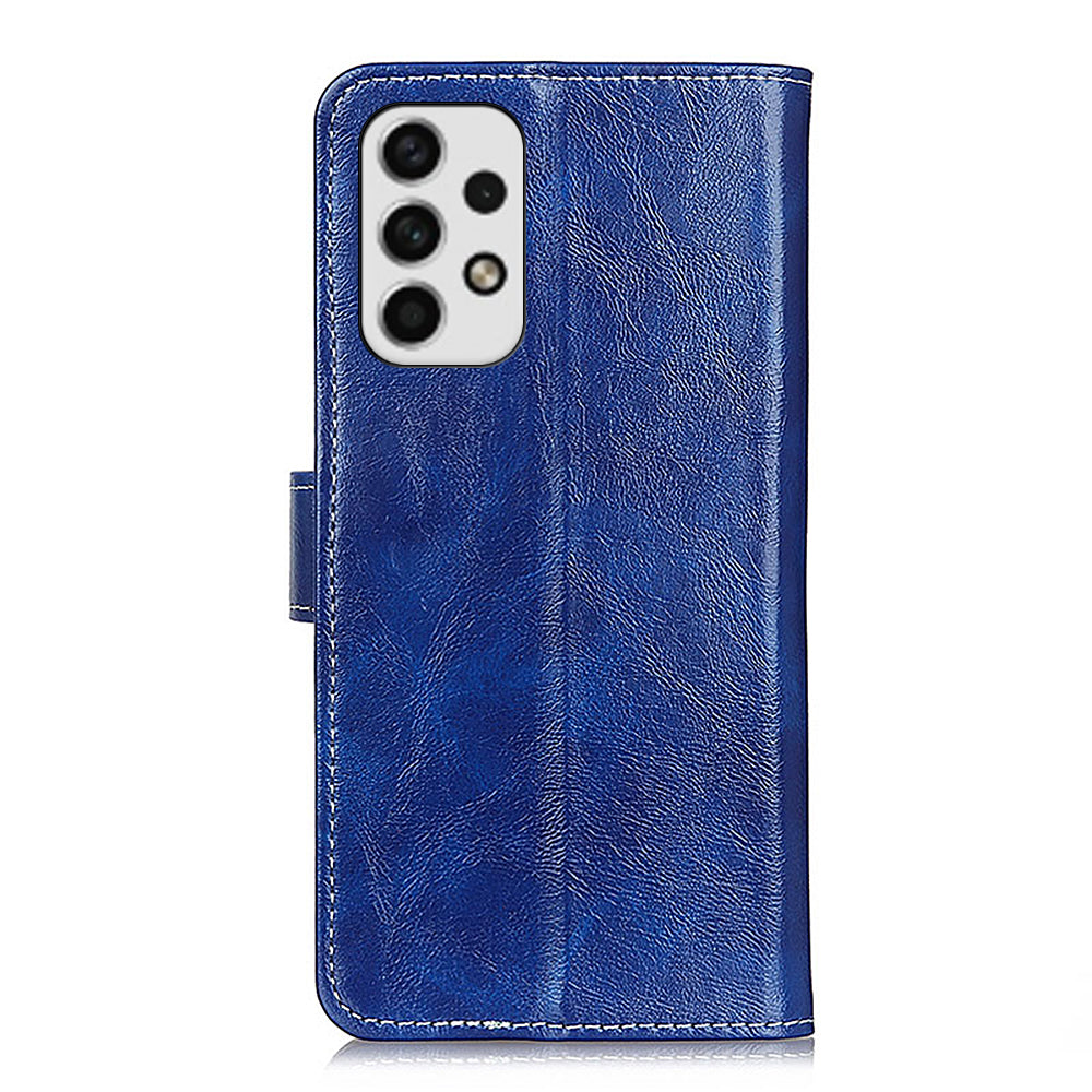 Retro Style Crazy Horse Texture Leather Case for Samsung Galaxy A23 4G (165.4 x 76.9 x 8.4mm)/(165.4 x 76.9 x 8.4mm), Folio Flip Wallet Stand Design Phone Case Cover Accessory