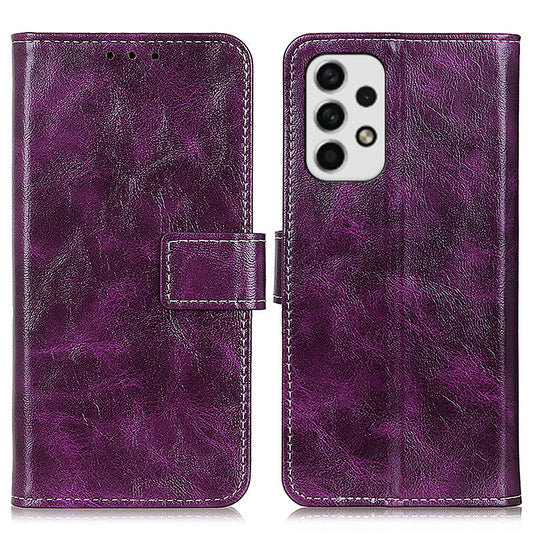 Retro Style Crazy Horse Texture Leather Case for Samsung Galaxy A23 4G (165.4 x 76.9 x 8.4mm)/(165.4 x 76.9 x 8.4mm), Folio Flip Wallet Stand Design Phone Case Cover Accessory
