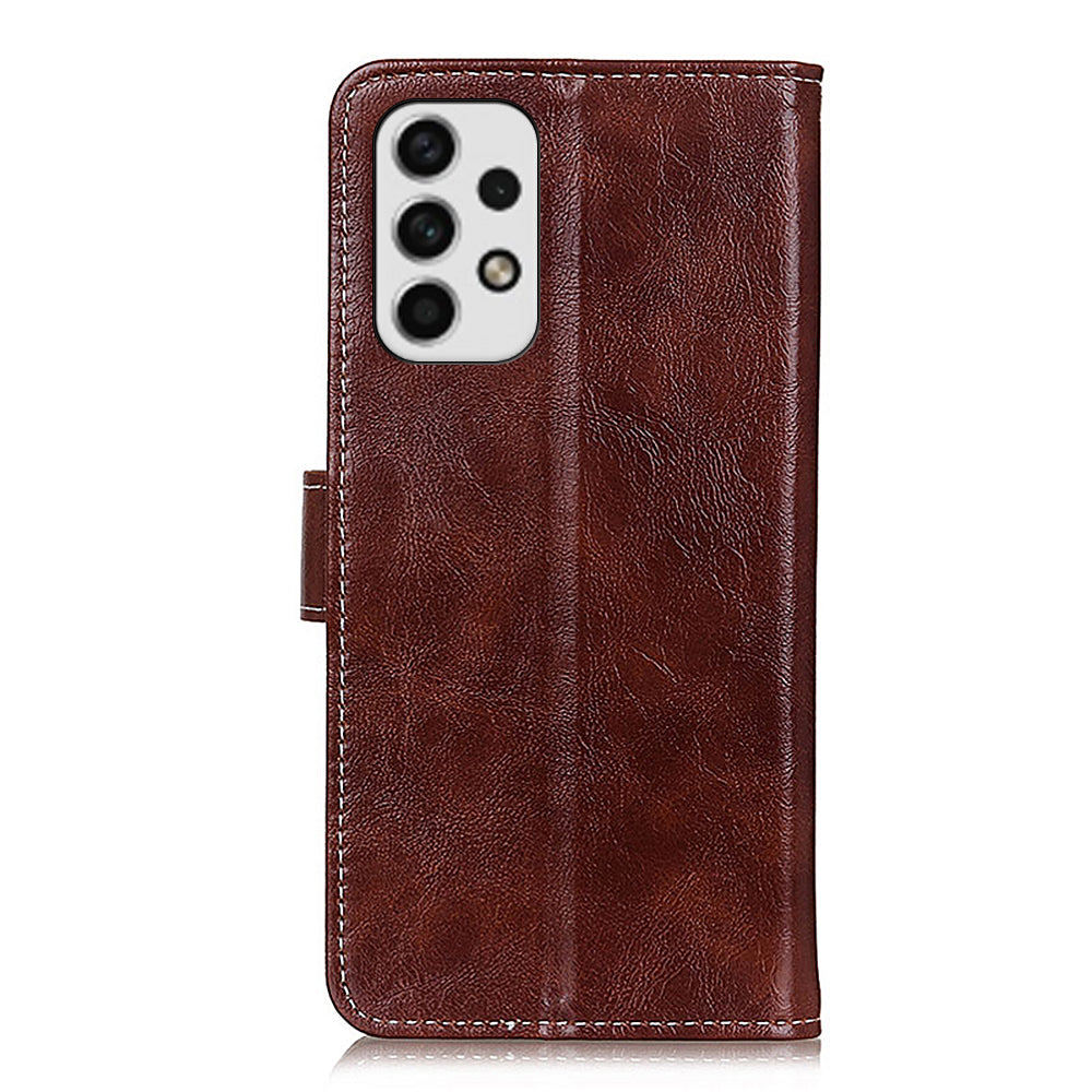 Retro Style Crazy Horse Texture Leather Case for Samsung Galaxy A23 4G (165.4 x 76.9 x 8.4mm)/(165.4 x 76.9 x 8.4mm), Folio Flip Wallet Stand Design Phone Case Cover Accessory