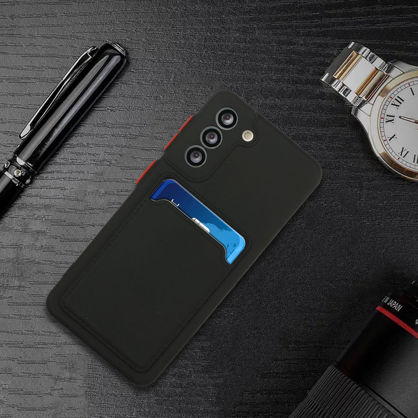 Card Slot Case for Samsung Galaxy S22 5G, Slim Fit Protective Soft TPU Shockproof Back Cover