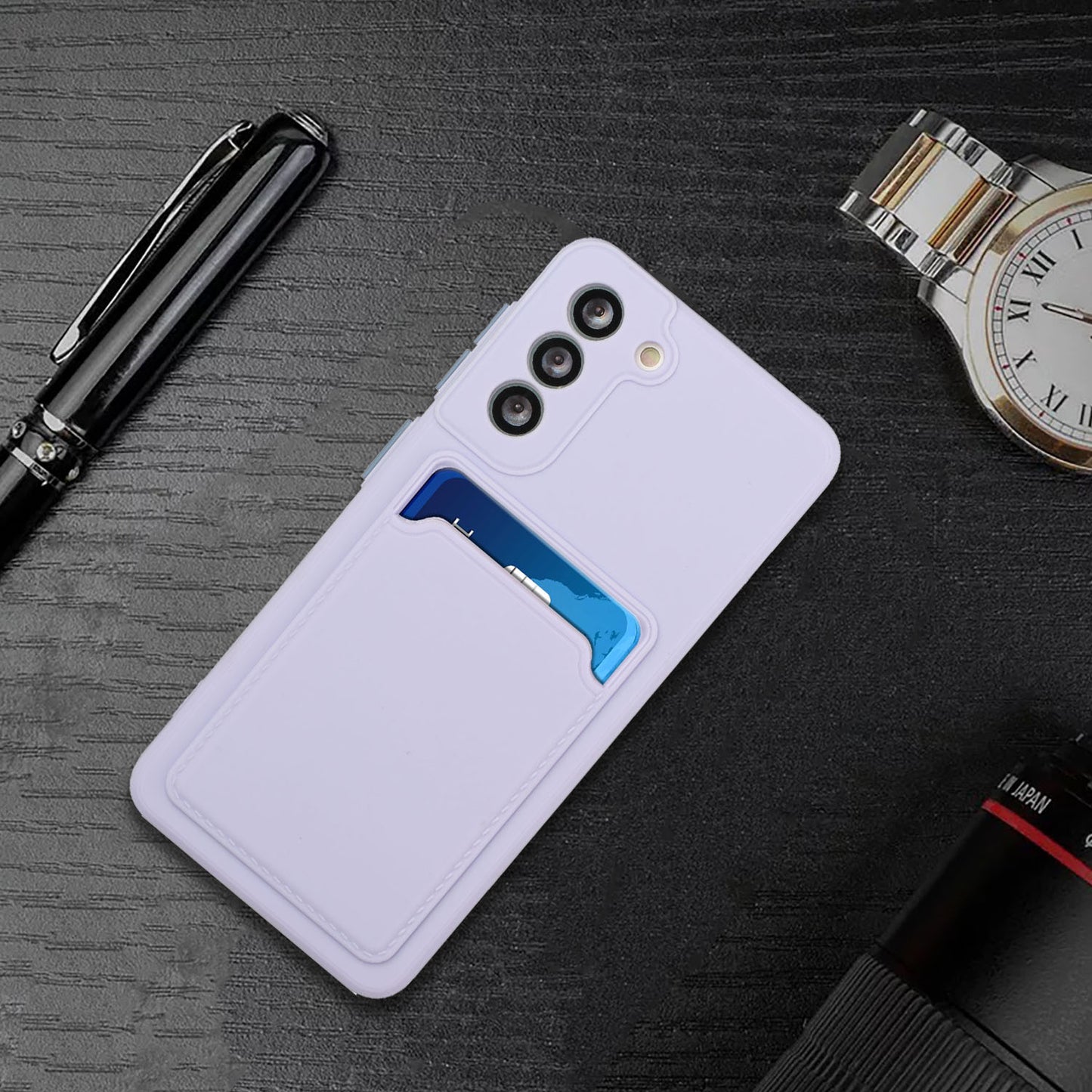 Card Slot Case for Samsung Galaxy S22 5G, Slim Fit Protective Soft TPU Shockproof Back Cover