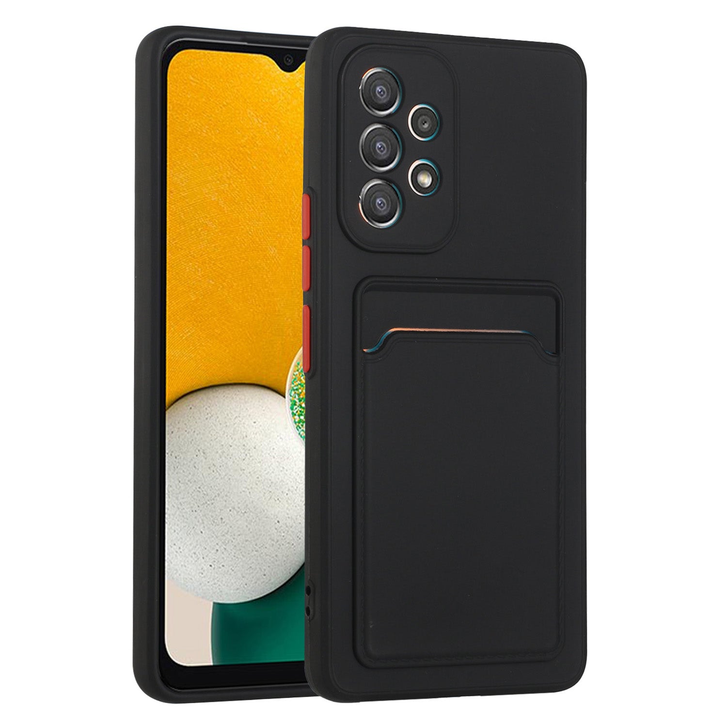 For Samsung Galaxy A53 5G Card Holder Slot Soft TPU Shockproof Anti-Scratch Case Case with Camera Lens Protection