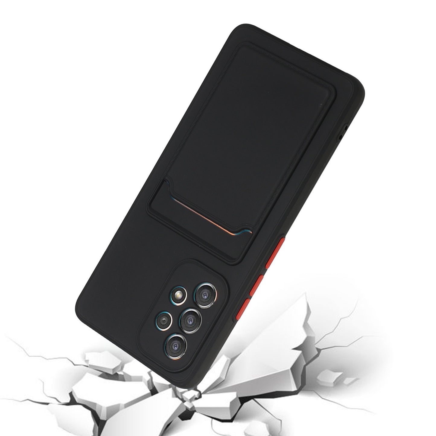 For Samsung Galaxy A53 5G Card Holder Slot Soft TPU Shockproof Anti-Scratch Case Case with Camera Lens Protection