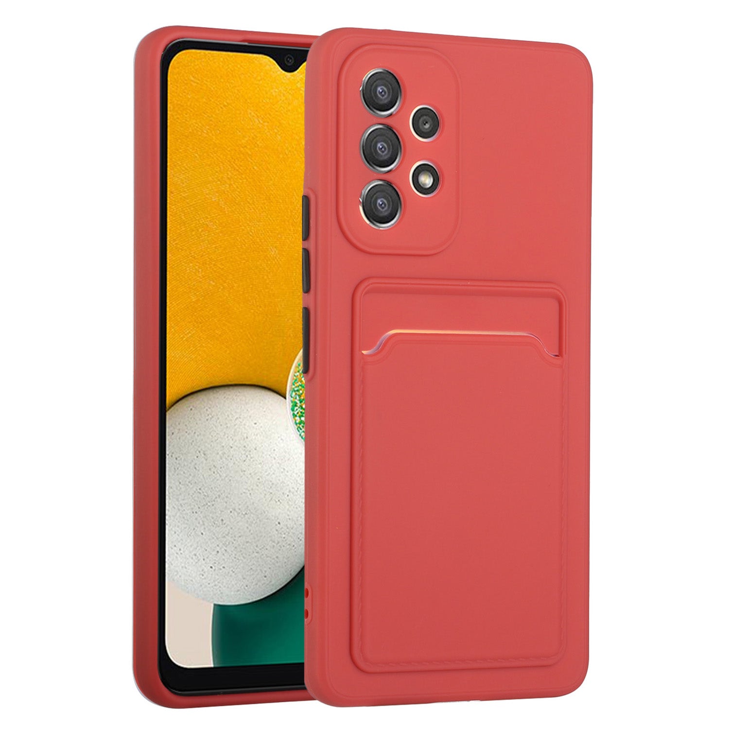 For Samsung Galaxy A53 5G Card Holder Slot Soft TPU Shockproof Anti-Scratch Case Case with Camera Lens Protection