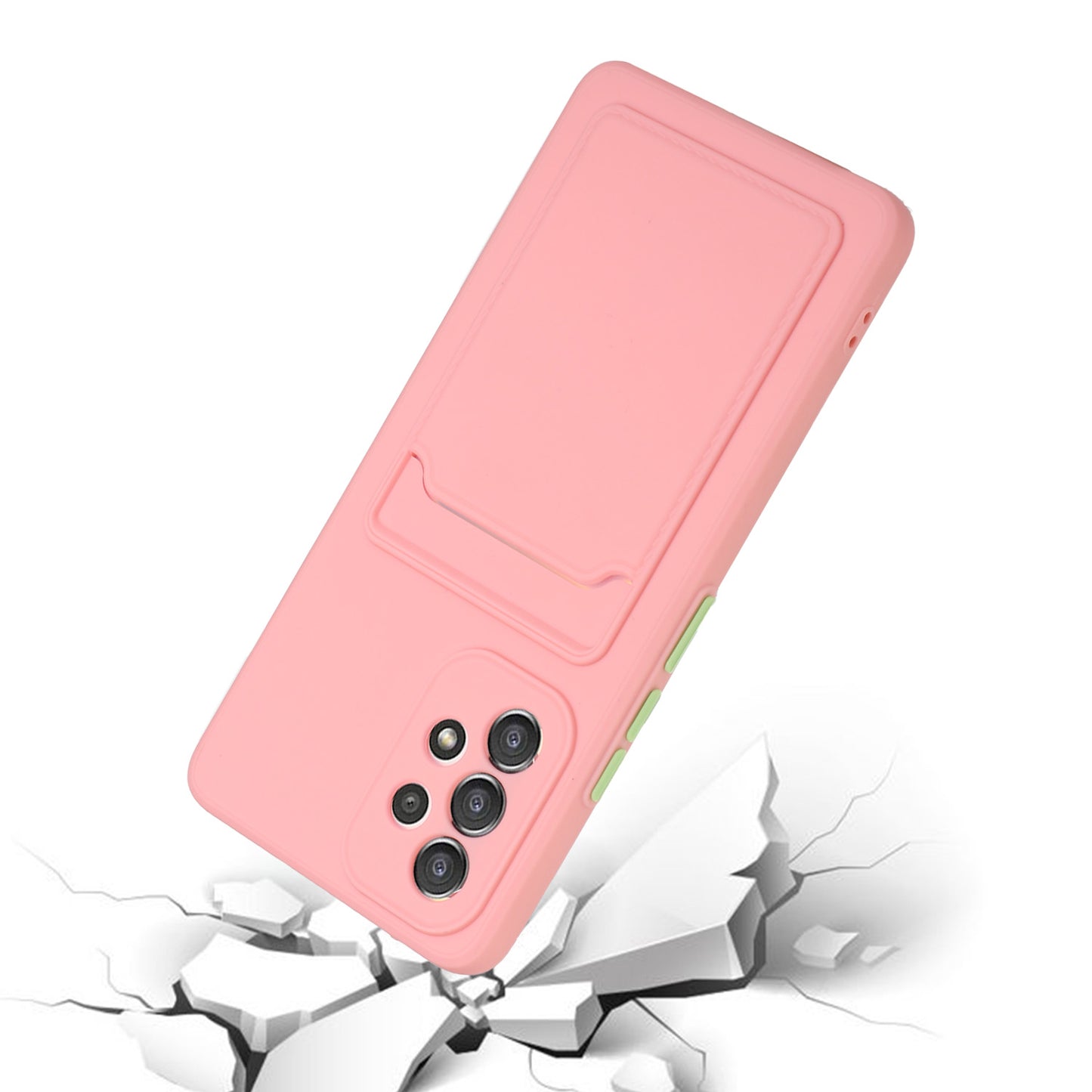 For Samsung Galaxy A53 5G Card Holder Slot Soft TPU Shockproof Anti-Scratch Case Case with Camera Lens Protection