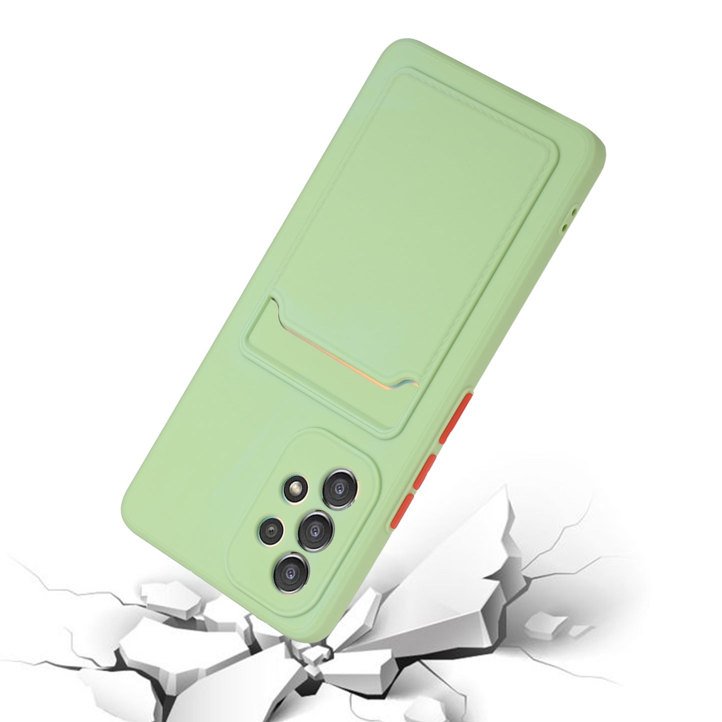 For Samsung Galaxy A53 5G Card Holder Slot Soft TPU Shockproof Anti-Scratch Case Case with Camera Lens Protection