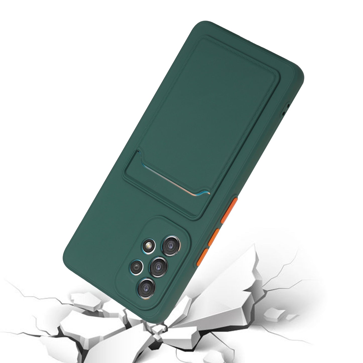 For Samsung Galaxy A53 5G Card Holder Slot Soft TPU Shockproof Anti-Scratch Case Case with Camera Lens Protection