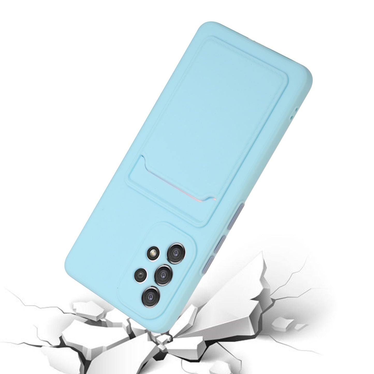 For Samsung Galaxy A53 5G Card Holder Slot Soft TPU Shockproof Anti-Scratch Case Case with Camera Lens Protection