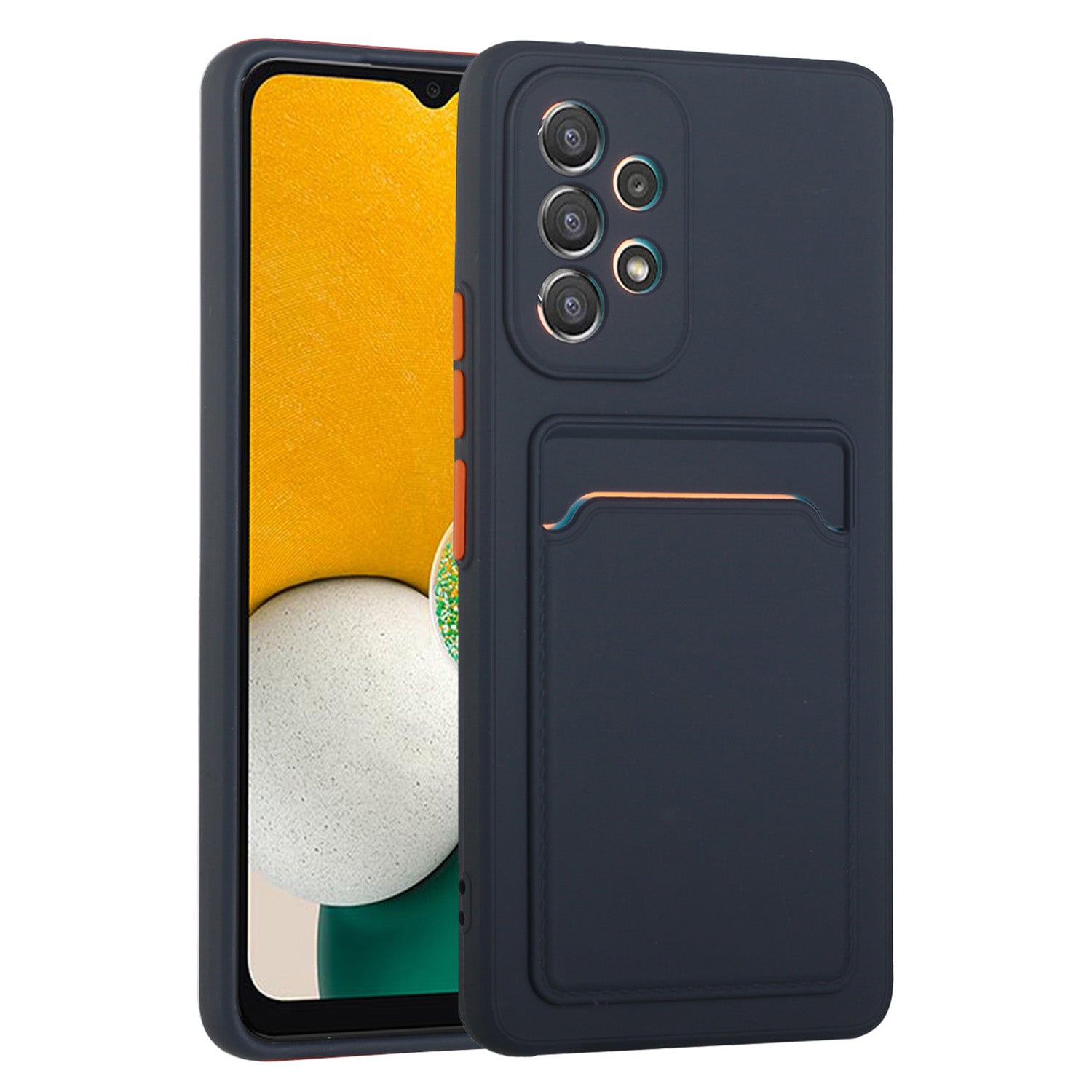 For Samsung Galaxy A53 5G Card Holder Slot Soft TPU Shockproof Anti-Scratch Case Case with Camera Lens Protection