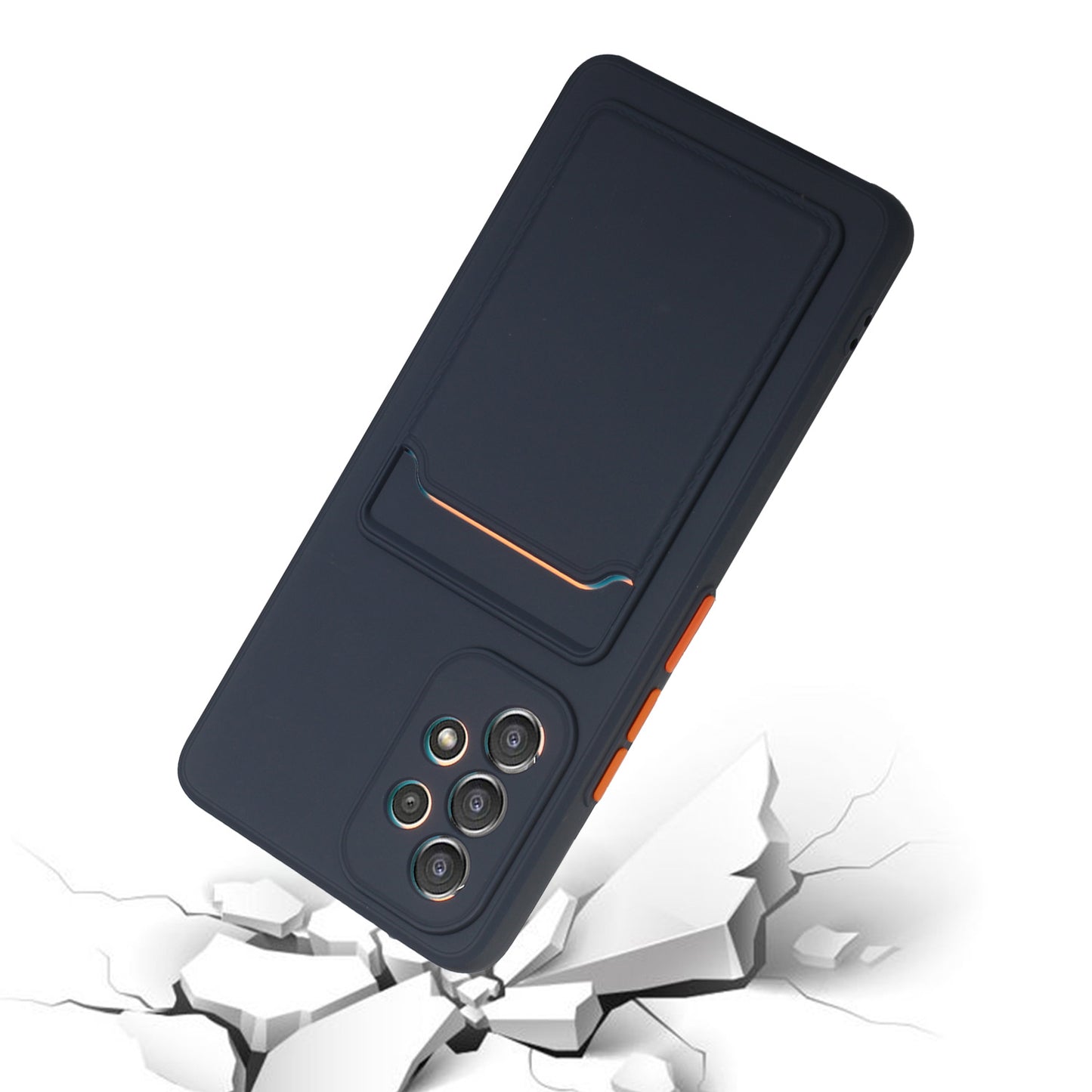 For Samsung Galaxy A53 5G Card Holder Slot Soft TPU Shockproof Anti-Scratch Case Case with Camera Lens Protection