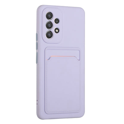 For Samsung Galaxy A53 5G Card Holder Slot Soft TPU Shockproof Anti-Scratch Case Case with Camera Lens Protection