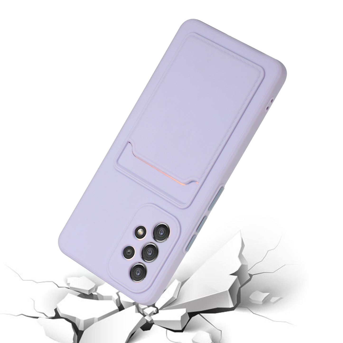 For Samsung Galaxy A53 5G Card Holder Slot Soft TPU Shockproof Anti-Scratch Case Case with Camera Lens Protection
