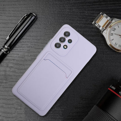 For Samsung Galaxy A53 5G Card Holder Slot Soft TPU Shockproof Anti-Scratch Case Case with Camera Lens Protection