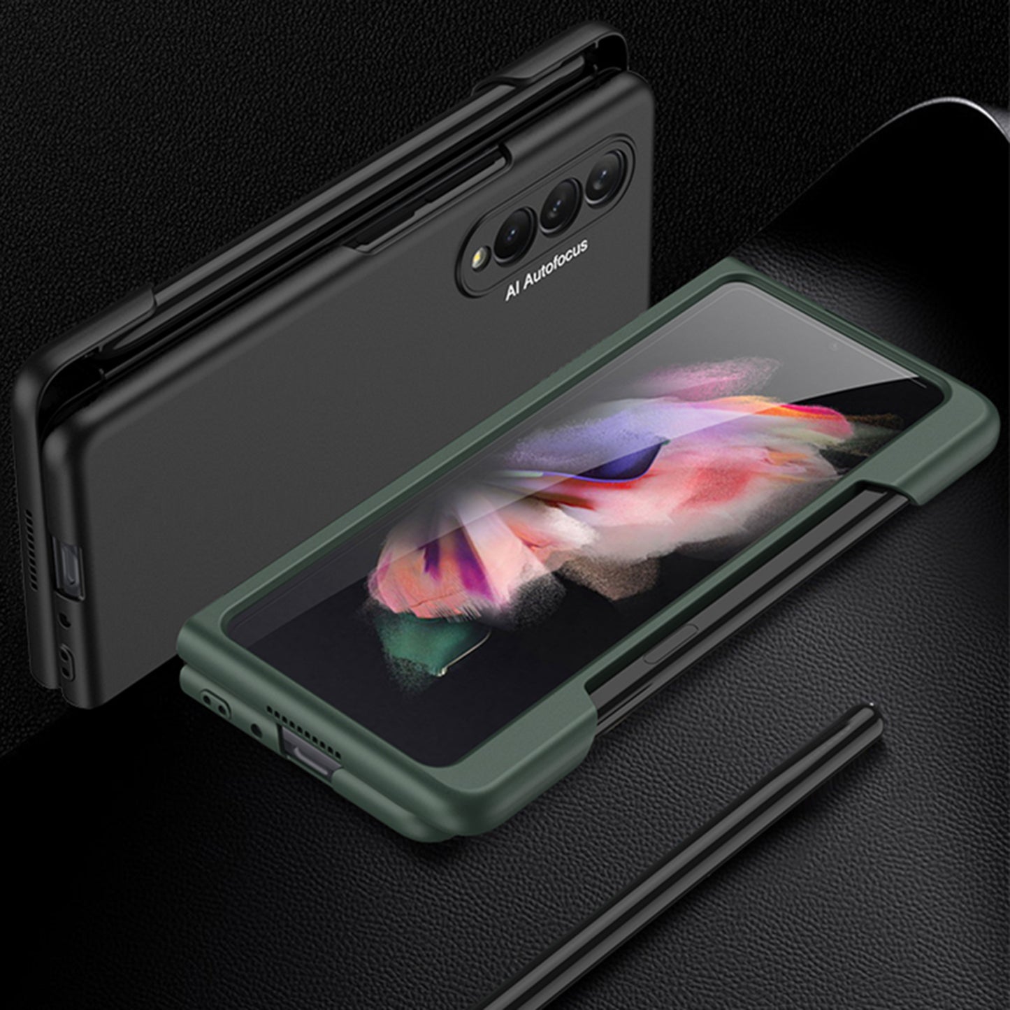 GKK for Samsung Galaxy Z Fold3 5G Hard PC Ultra-slim Case Large Cutouts Shell with Pen Slot