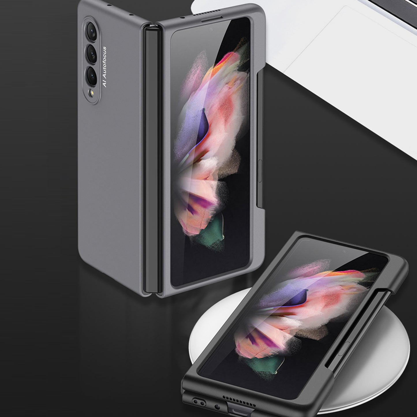 GKK for Samsung Galaxy Z Fold3 5G Hard PC Ultra-slim Case Large Cutouts Shell with Pen Slot