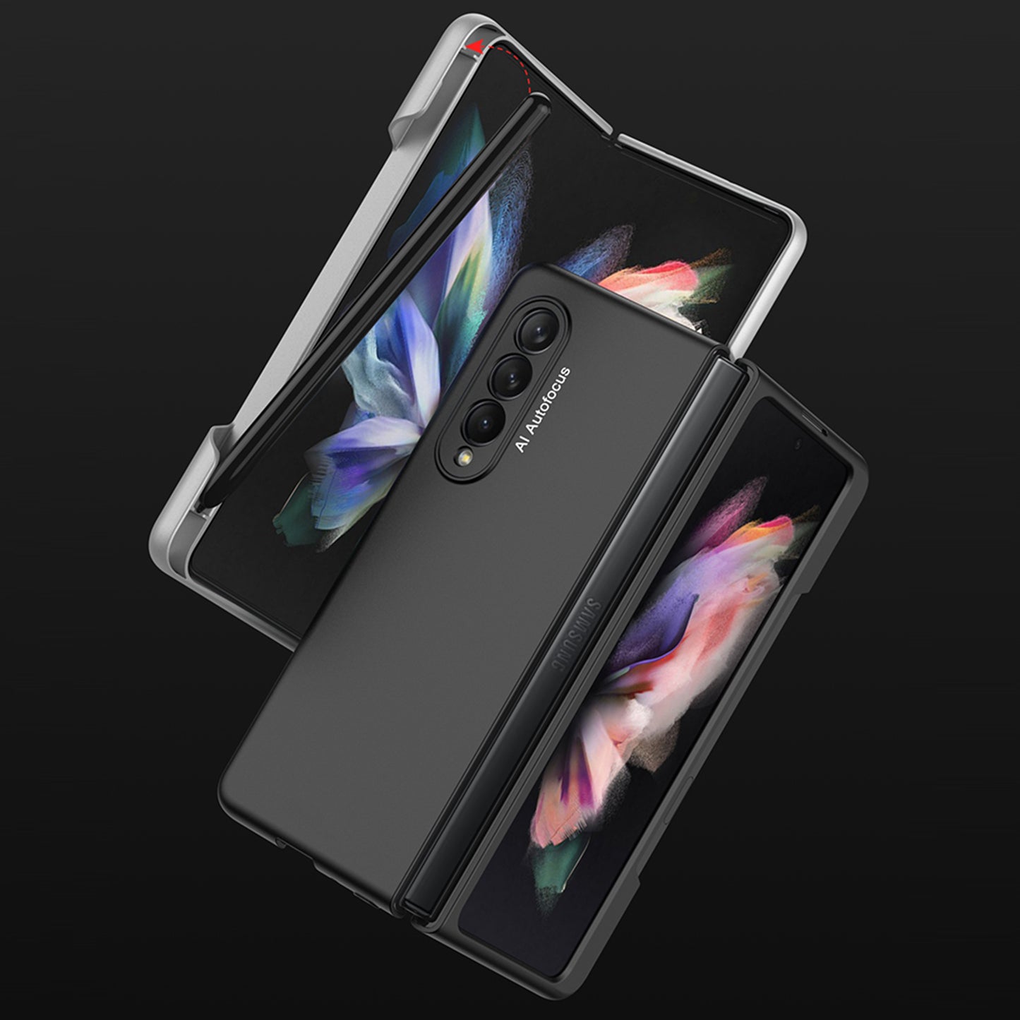 GKK for Samsung Galaxy Z Fold3 5G Hard PC Ultra-slim Case Large Cutouts Shell with Pen Slot