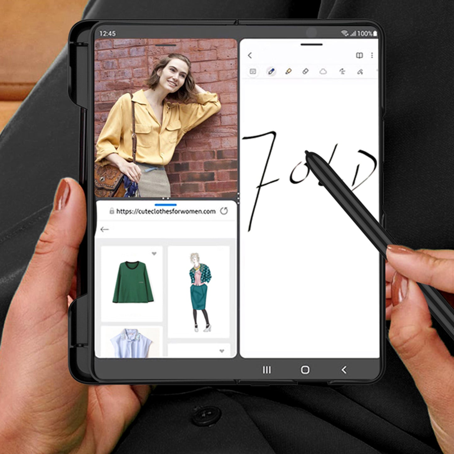 GKK for Samsung Galaxy Z Fold3 5G Hard PC Ultra-slim Case Large Cutouts Shell with Pen Slot