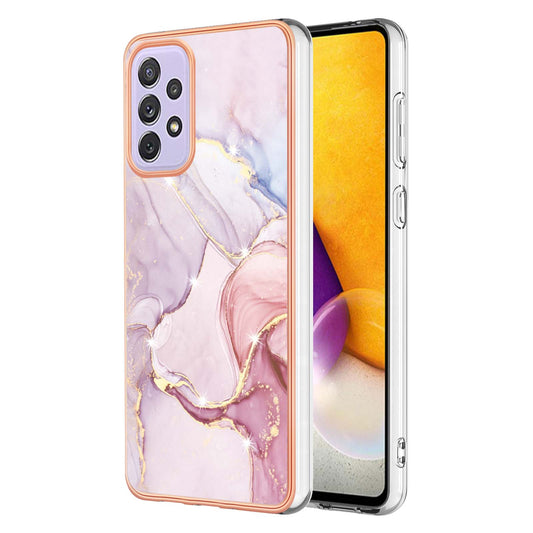 YB IMD Series-2 Marble Case for Samsung Galaxy A73 5G, Electroplated Edge Soft TPU Stylish IMD Protective Cover