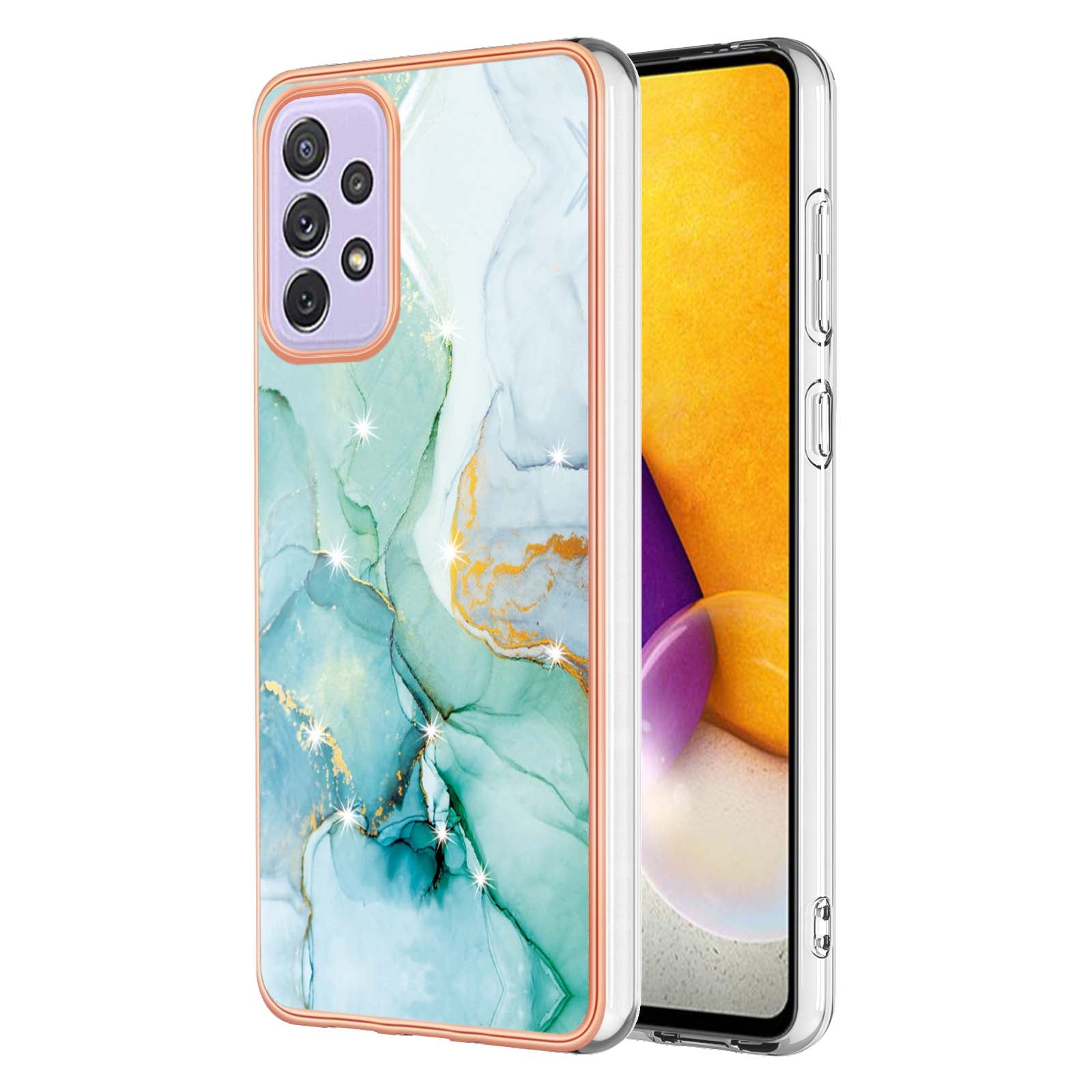 YB IMD Series-2 Marble Case for Samsung Galaxy A73 5G, Electroplated Edge Soft TPU Stylish IMD Protective Cover