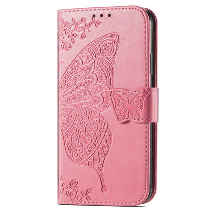For Samsung Galaxy A13 4G Folding Stand PU Leather Case Imprinted Butterfly Flower Pattern Wallet Style Flip Cover with Strap