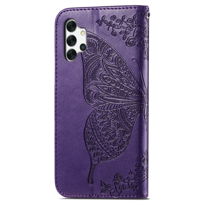 For Samsung Galaxy A13 4G Folding Stand PU Leather Case Imprinted Butterfly Flower Pattern Wallet Style Flip Cover with Strap