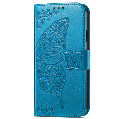 For Samsung Galaxy A13 4G Folding Stand PU Leather Case Imprinted Butterfly Flower Pattern Wallet Style Flip Cover with Strap