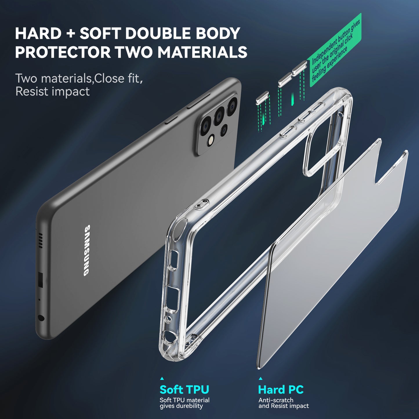 Transparent TPU + PC Phone Cover for Samsung Galaxy A52 4G/5G/A52s 5G with Independent Electroplating Side Buttons