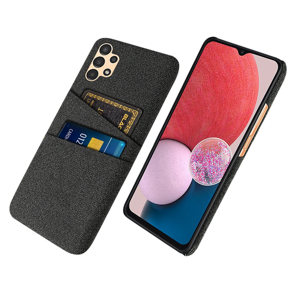 For Samsung Galaxy A13 4G Dual Card Slots Cloth Texture Anti-drop Hard PC Protective Cover